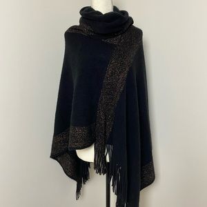 PAPILLON Black & Sparkly Brown Poncho